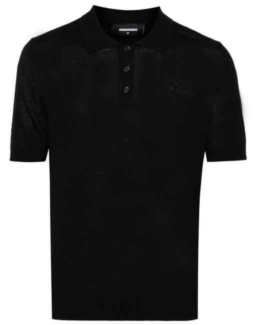 DSquared² Geribbeld Poloshirt Met Geborduurd Logo in het Black voor heren