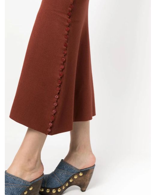 Altuzarra Red Robe Mi-Longue En Maille À Manches Longues