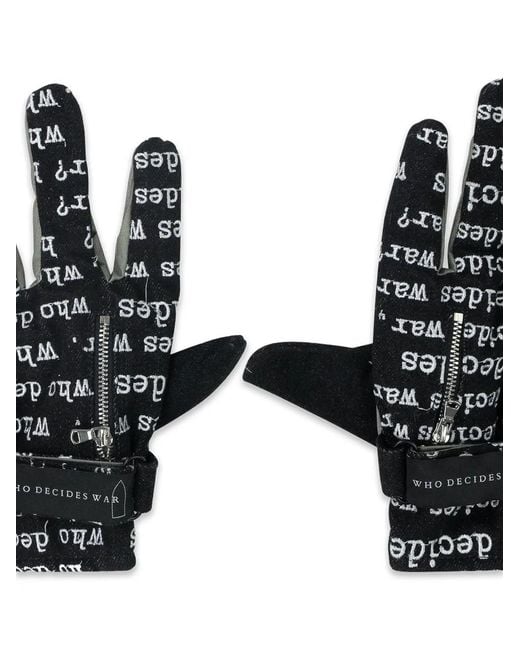 Who Decides War Black Armor Zip Gloves for men