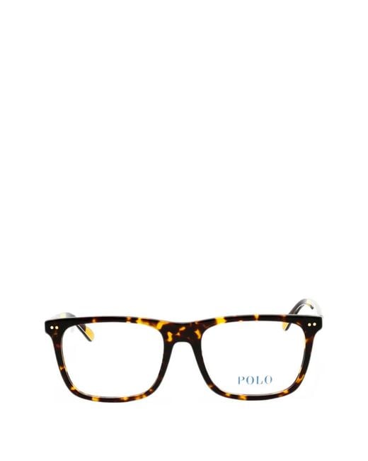 Polo Ralph Lauren Black Tortoiseshell-Effect Rectangle-Frame Glasses for men