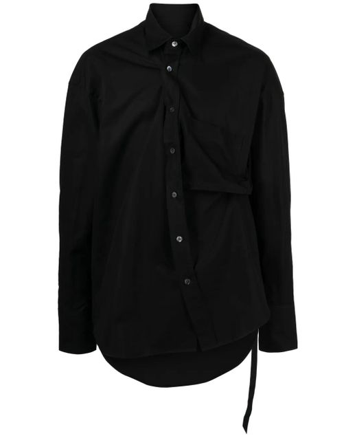 Marina Yee Black Asymmetric Cotton-Poplin Shirt for men
