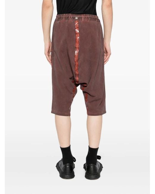 69 by Isaac Sellam Purple Elasticated-Waistband Drop-Crotch Shorts for men