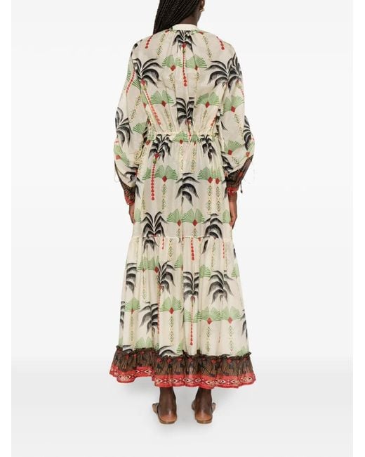 Anjuna White Palm-Print Maxi Dress