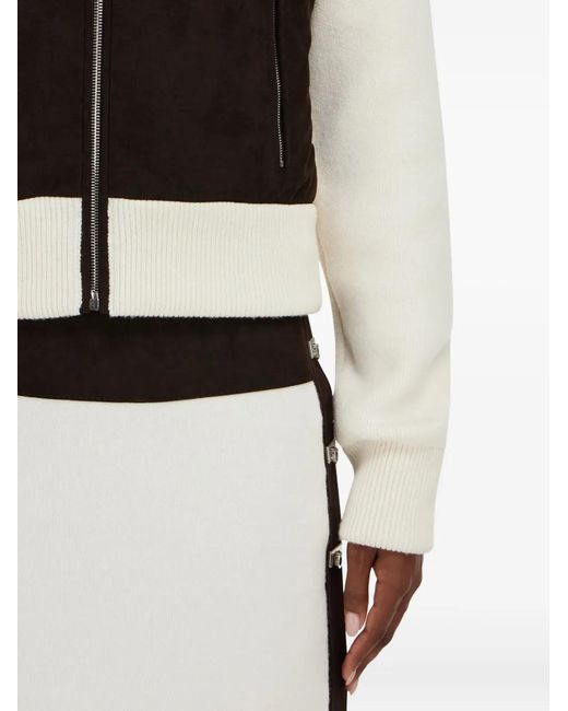 Ferragamo White Zip-Fastening High-Collar Jacket