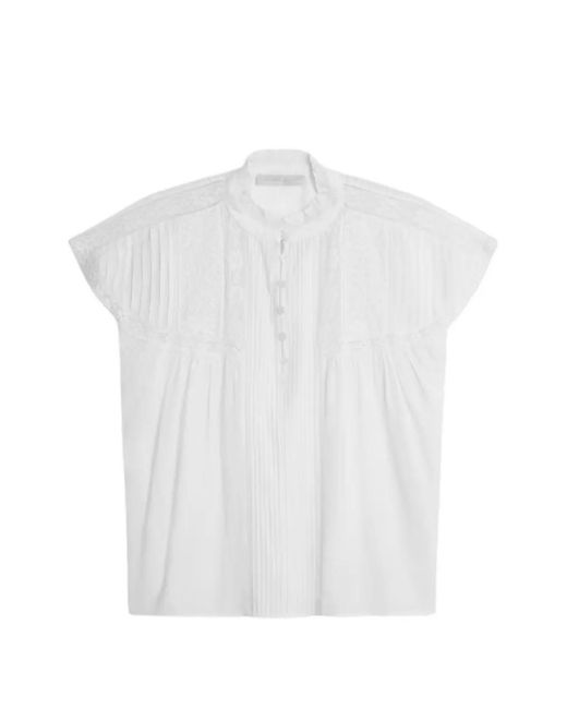Vanessa Bruno Women's White Ganu Lace-Trimmed Pleated Top