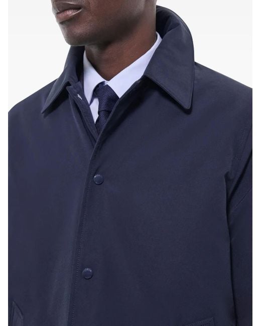 Fursac Blue Button-Fastening Welt-Pocket Trench Coat for men