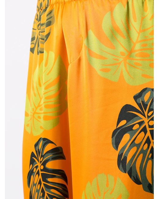 Amir Slama Yellow Pantalon Droit À Imprimé Végétal