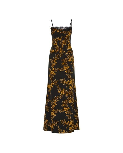 Rebecca Vallance White Gilded Floral Maxi Dress