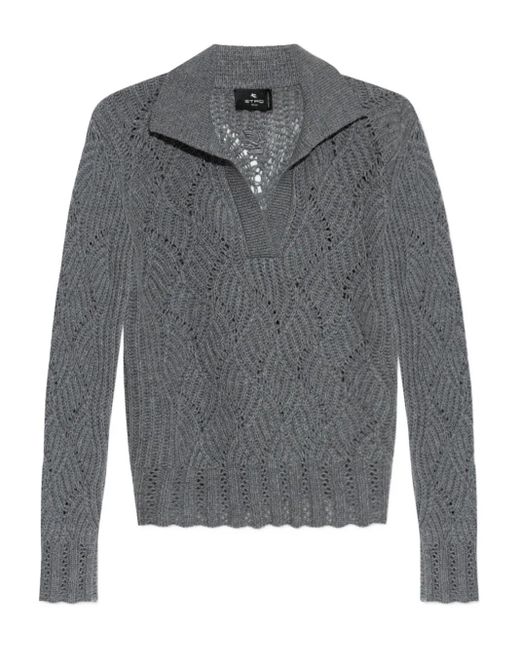 Etro Blue Cable-Knit Cashmere Sweater