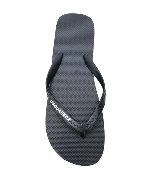 DSquared² Black Logo Flip Flops for men
