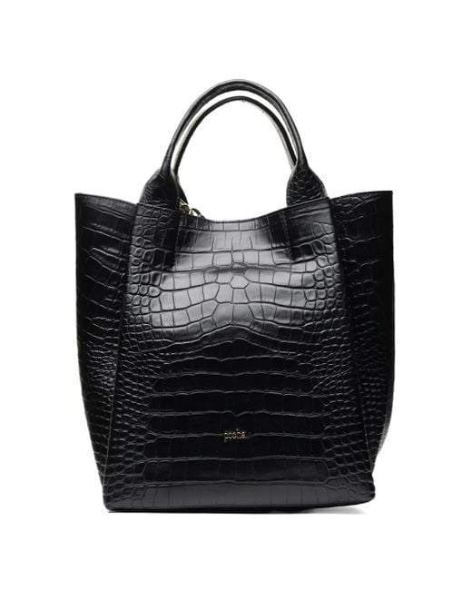Poche Paris Black Embossed Tote Bag