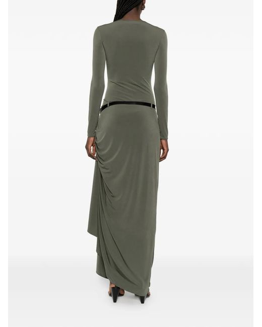 Coperni Green Long-Sleeve Draped Maxi Dress
