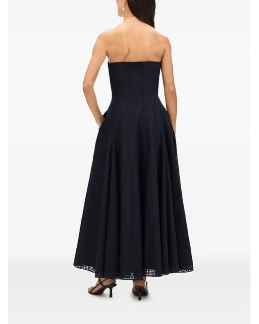 Another Tomorrow Blue Gingham-Check Strapless Dress