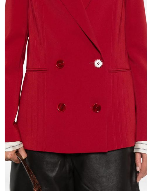 Patrizia Pepe Red Double-Breasted Panelled Blazer