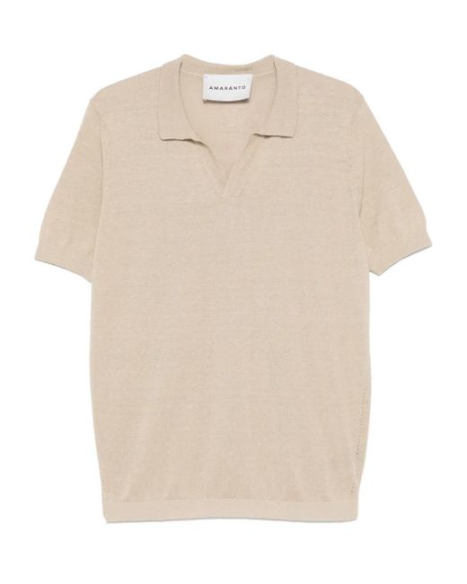 Amaranto Natural Linen-Blend Polo Shirt for men