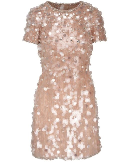Carolina Herrera Pink Bead-embellished Sequined Minidress