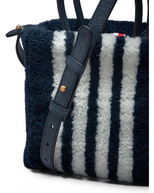 Thom Browne Blue Small Book Tote Bag