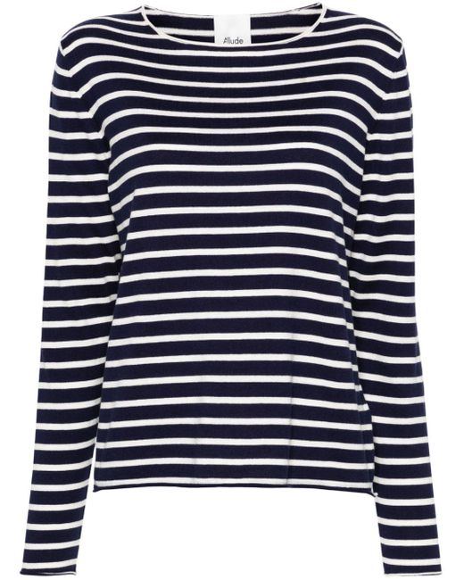 Allude Blue Striped Fine-knit Jumper