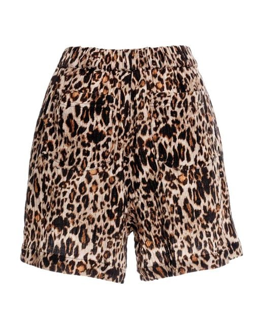 Agua Bendita Brown Watts Quilt Leopard-Print Shorts