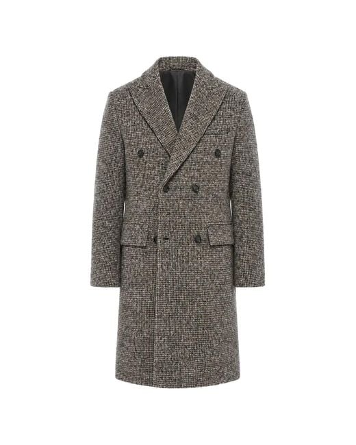 Paolo Pecora Gray Double-Breasted Wool Coat for men