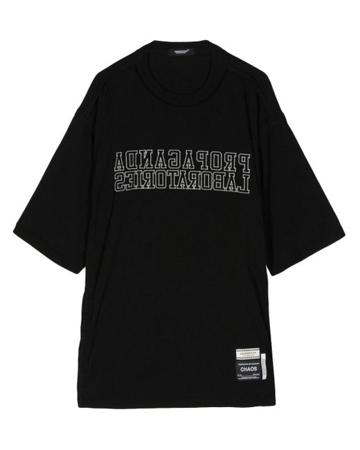 Undercover Black Slogan-embroidered Cotton T-shirt for men