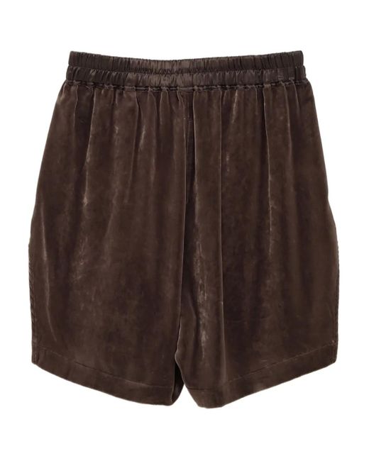 Rick Owens Brown Velvet Side-Split Shorts