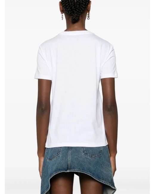 Just Cavalli White Tiger Head Studded Cotton Tee