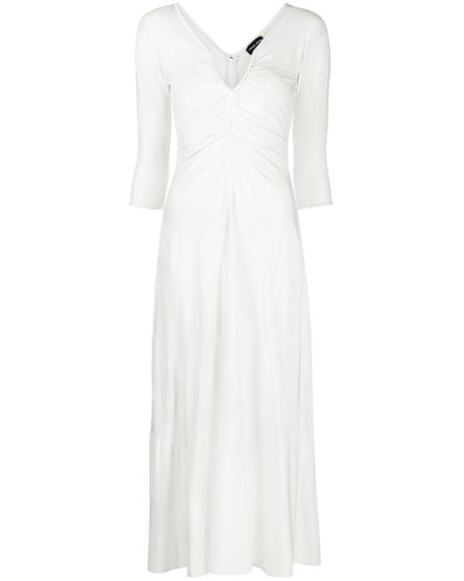 Giorgio Armani Three-quarter Sleeve Midi Dress in White | Lyst Canada