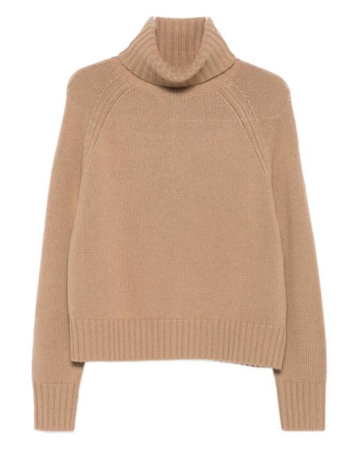 Allude ラグランスリーブ タートルネックセーター Natural