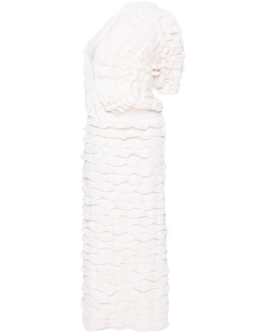 Robe longue volantée à design asymétrique Chloé en coloris White