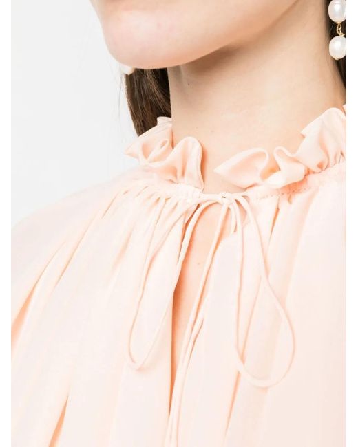 Lanvin Pink Pleated-neckline Blouse