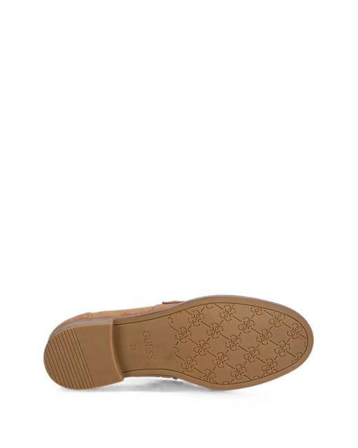 Guess Brown Logo-Plaque Suede Loafers