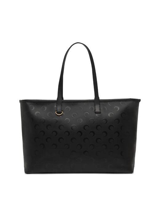 MARINE SERRE Black Moon Canvas Tote Bag