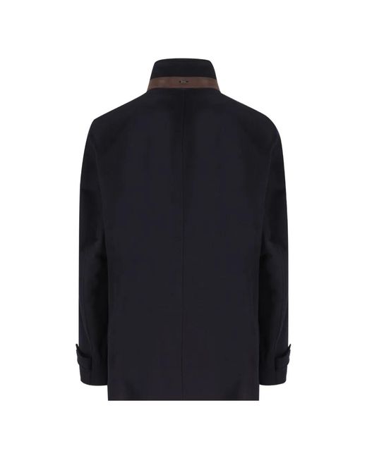 Herno Blue High-Neck Button-Up Jacket for men