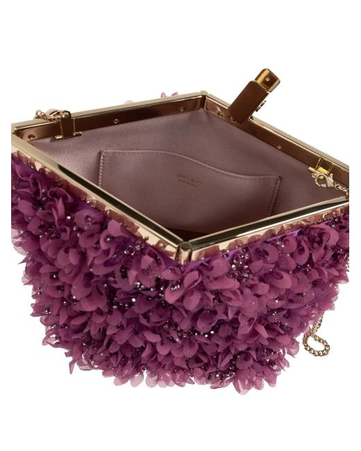 Jimmy Choo Purple Ganache Chain-Strap Clutch Bag