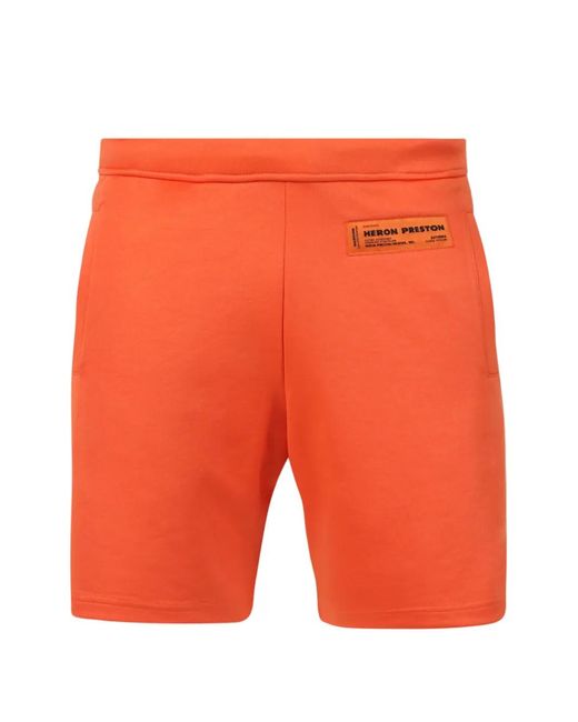 Heron Preston Orange Logo-Patch Shorts for men