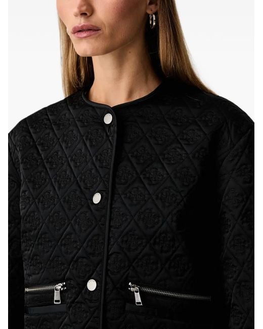 Guess Black Logo Quilted Jacket