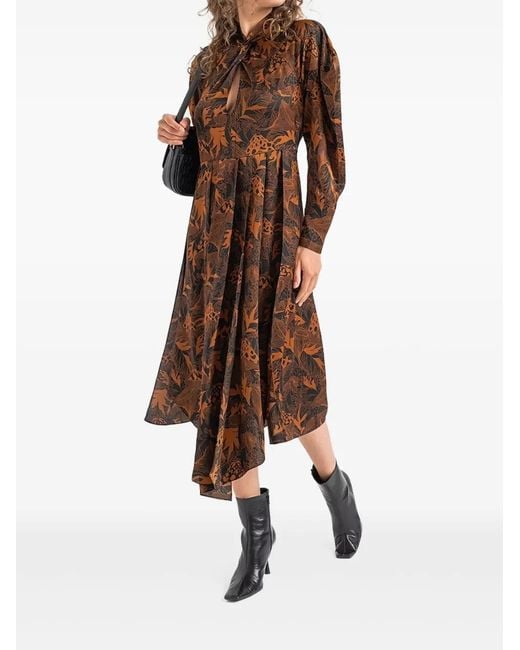 Boss Brown Floral-Print Dress