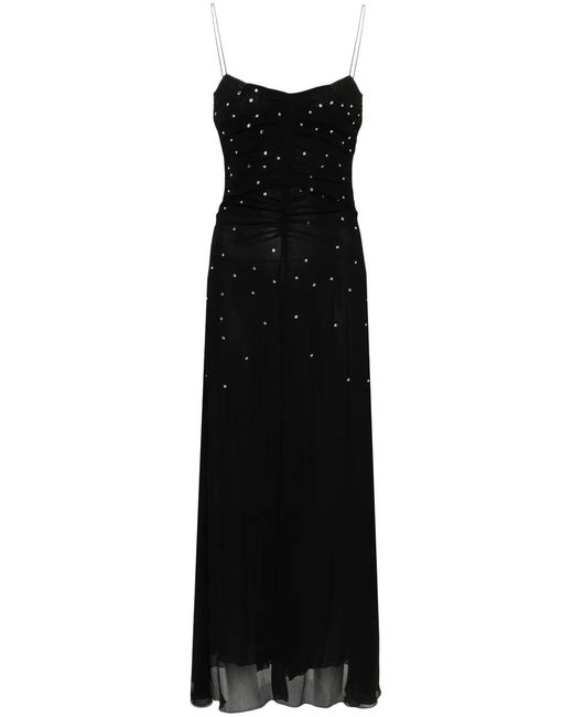 Forte_forte Black Crystal-Embellished Silk Maxi Dress