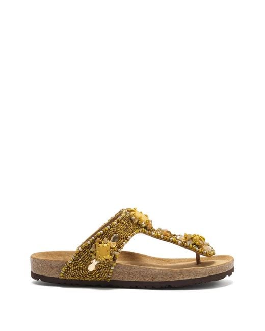 Maliparmi Yellow Bead-Embellished Sandals