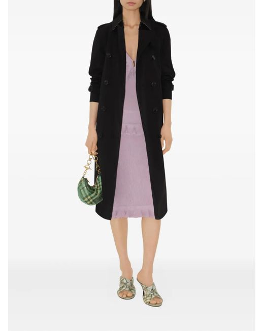 Burberry Black Gabardine Long Kensington Heritage Trench Coat