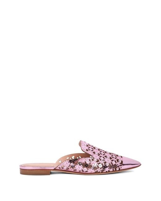 Alberta Ferretti Pink Crystal-Embellished Laser-Cut Mules