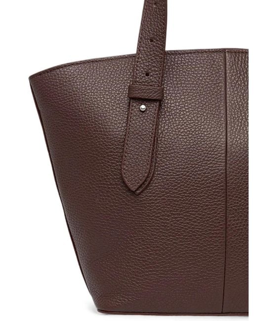 Coccinelle Brown Buckle-Detail Pebbled-Leather Tote Bag