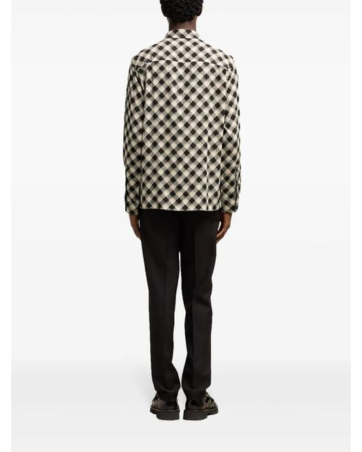 AMI Black Checked Double Topstitching Shirt