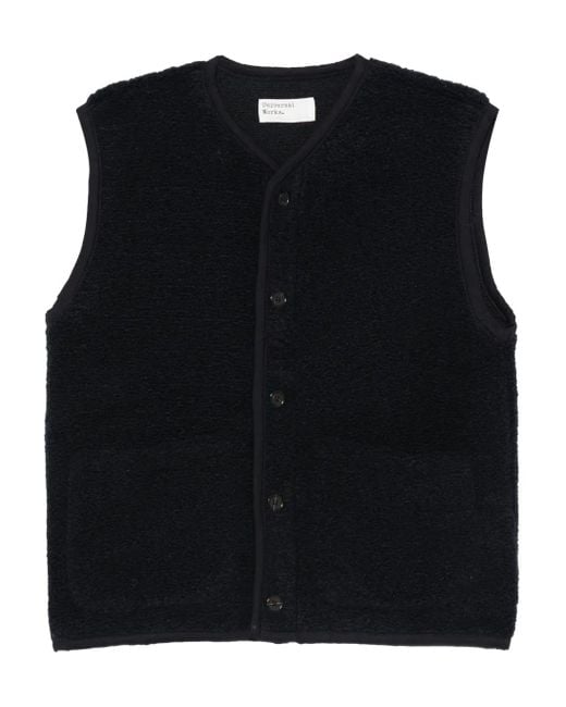 Universal Works Black Button-Fastening Vest for men