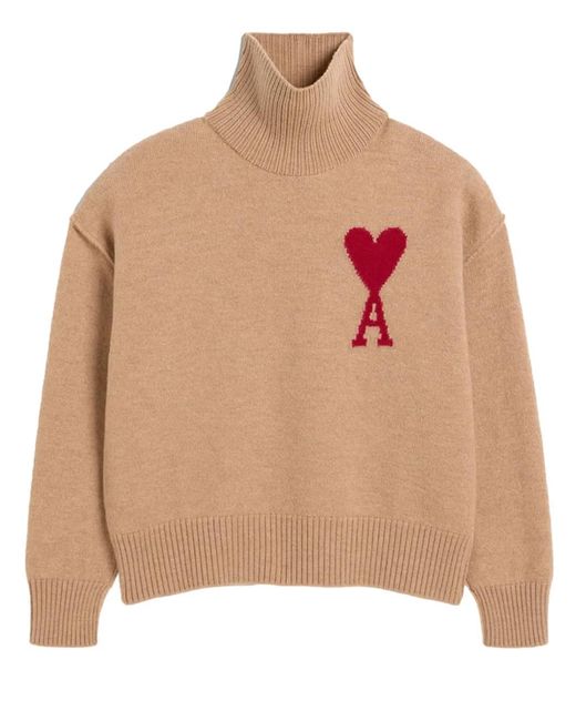 AMI Brown Ami De Coeur Wool Jumper