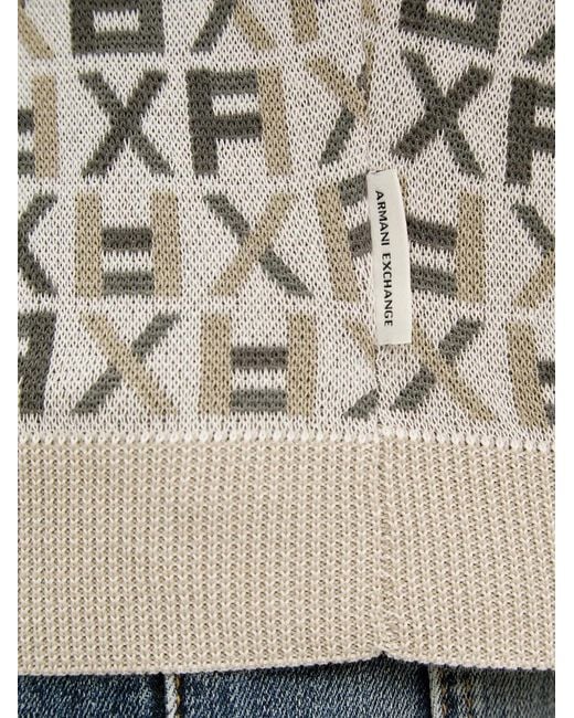 ARMANI EXCHANGE Gray Monogram-Pattern Sweater for men
