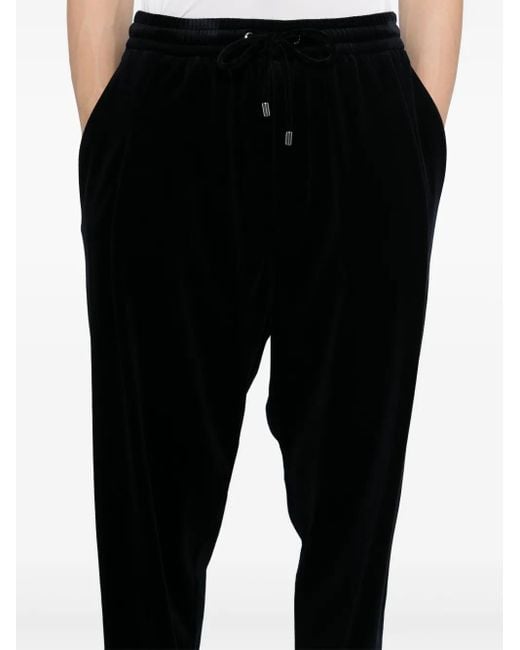 Giorgio Armani Black Chenille Drawstring Trousers for men