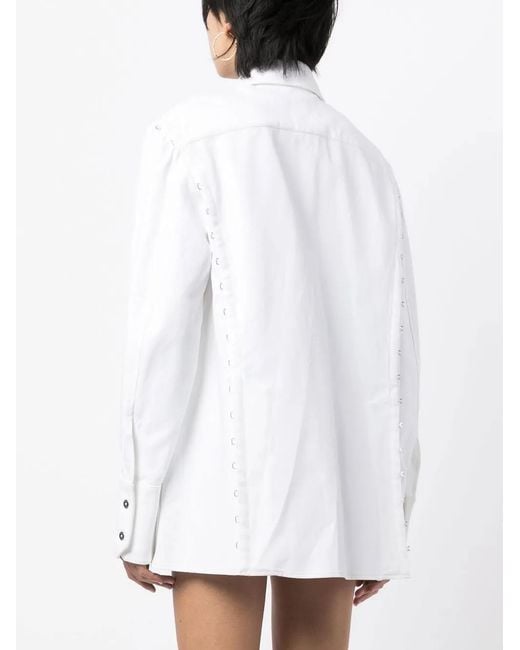 Dion Lee White Column-Print Hook-And-Eye Shirt Jacket
