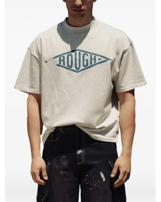 ROUGH Natural Orizon Logo-Print Drop-Shoulder T-Shirt